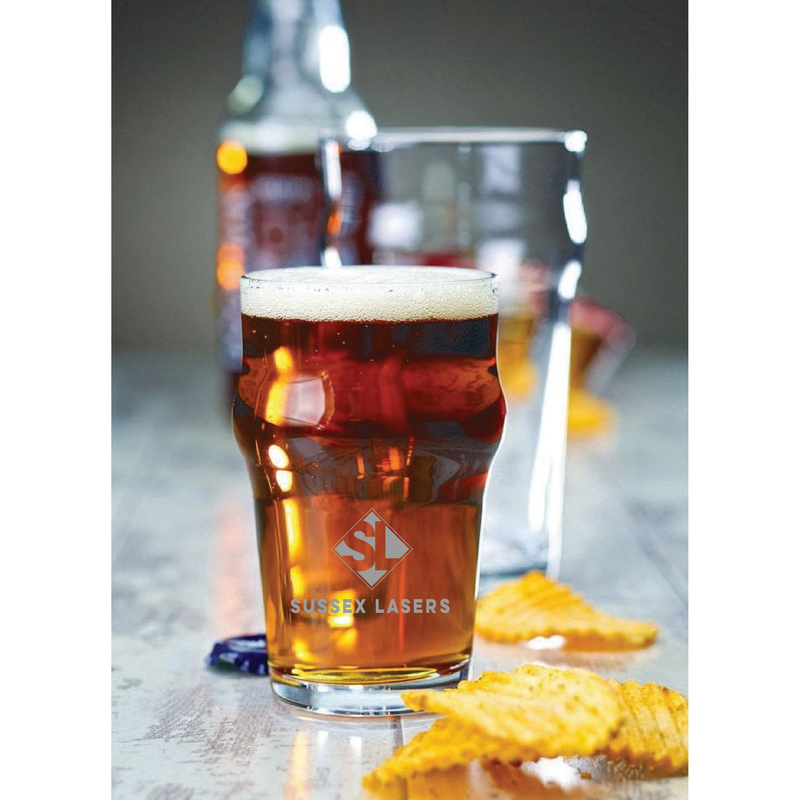 Load image into Gallery viewer, Nonic Half Pint Glass 10oz (28cl) - Laser Engraved Logo