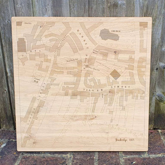 Engraved Map on Oak Table Top – Sussex Lasers